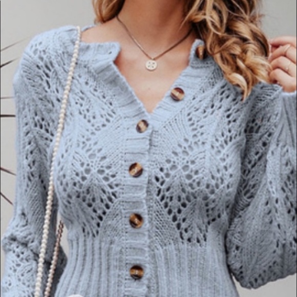 🥳HP🥳Beautiful soft light blue knit sweater🎊💐🎉 - Picture 3 of 8